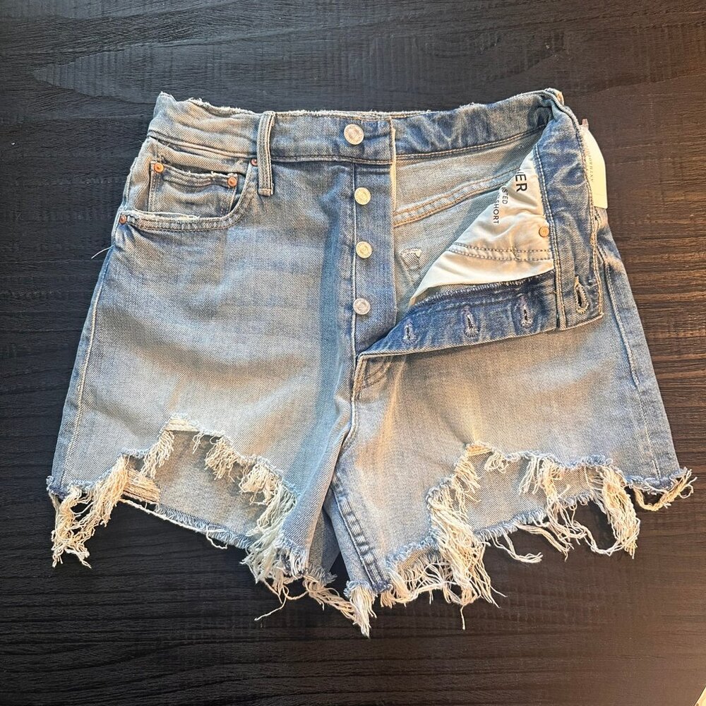 MOTHER "Superior"  NWT Ultra Hise Rise Button Fly Denim Shorts - $228 Retail - Picture 3 of 17
